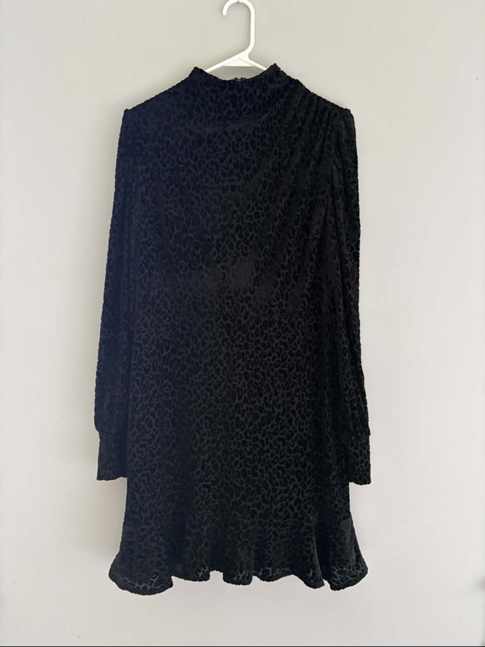 Express Black Velvet Animal-Texture Long Sleeve Dress